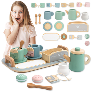 Liels koka tējas piederumu komplekts ar paplāti - 18 gab