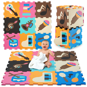 Izglītojošs putuplasta puzles paklājs 90 x 90 x 1cm - EVA putas - dizains: instrumenti