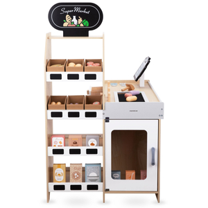 Koka dārzeņu tirgus - liels XXL stends, veikals ar spēļu kases aparātu