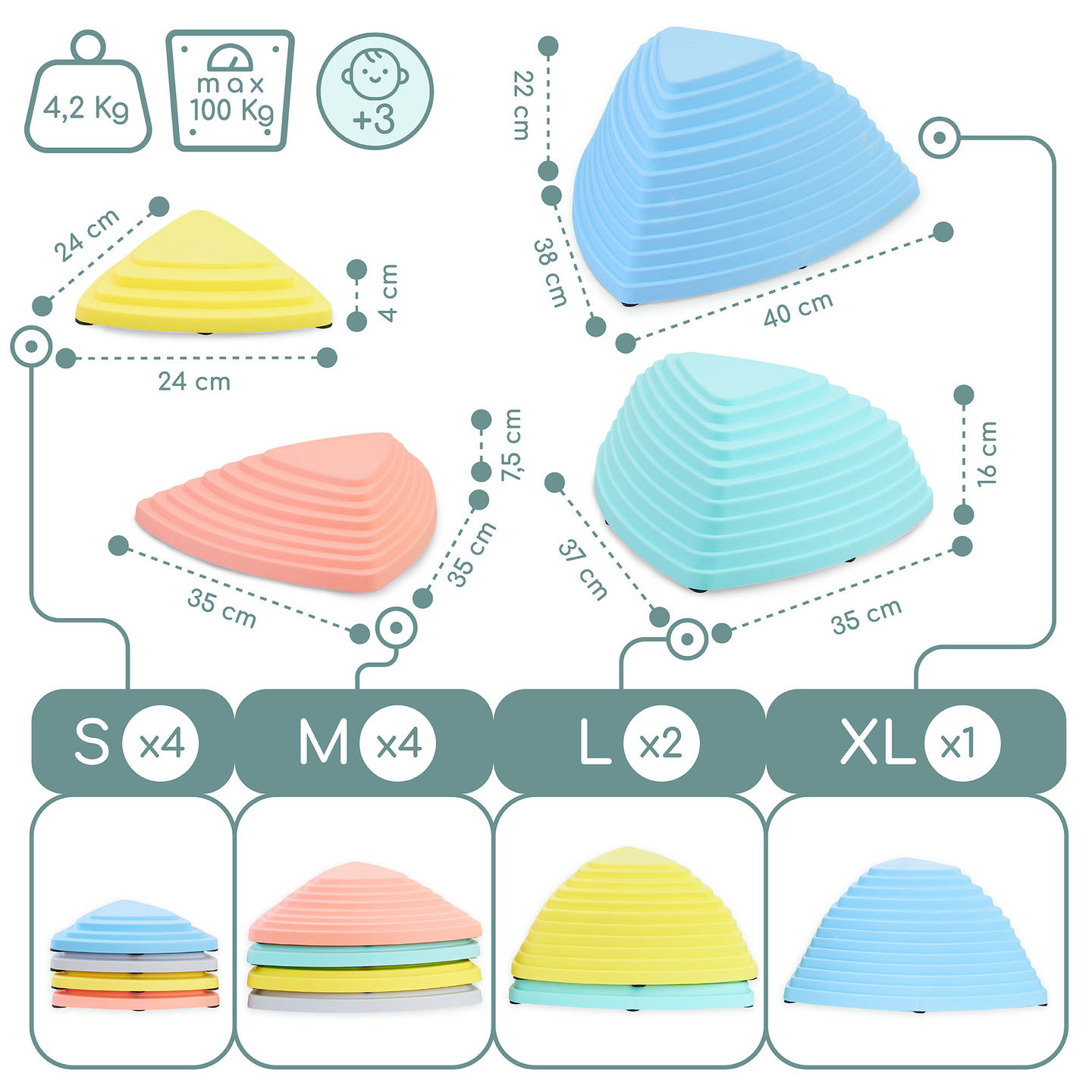 Krāsaini balansēšanas akmentiņi - 11 gab