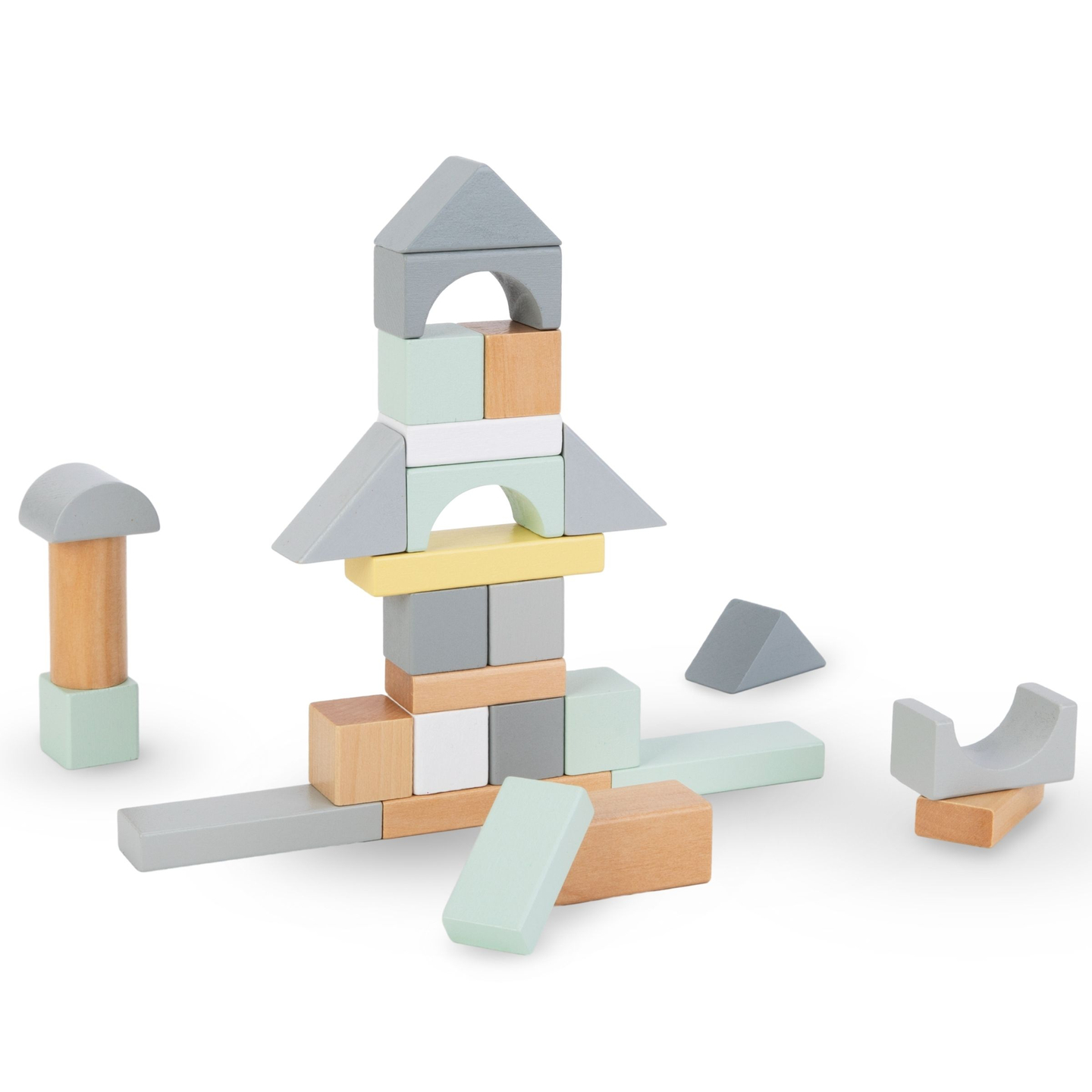 Pasteļu koka klucīši - 100 XL gabalu komplekts