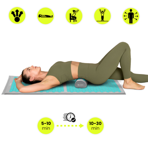 Liels akupresūras paklājiņš ar spilvenu un pārvalku - 130 cm HyperMotion pelēkpiparmētru krāsā