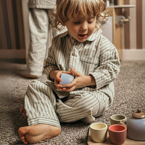 Koka tējas piederumu komplekts ar paplāti - 7 gab