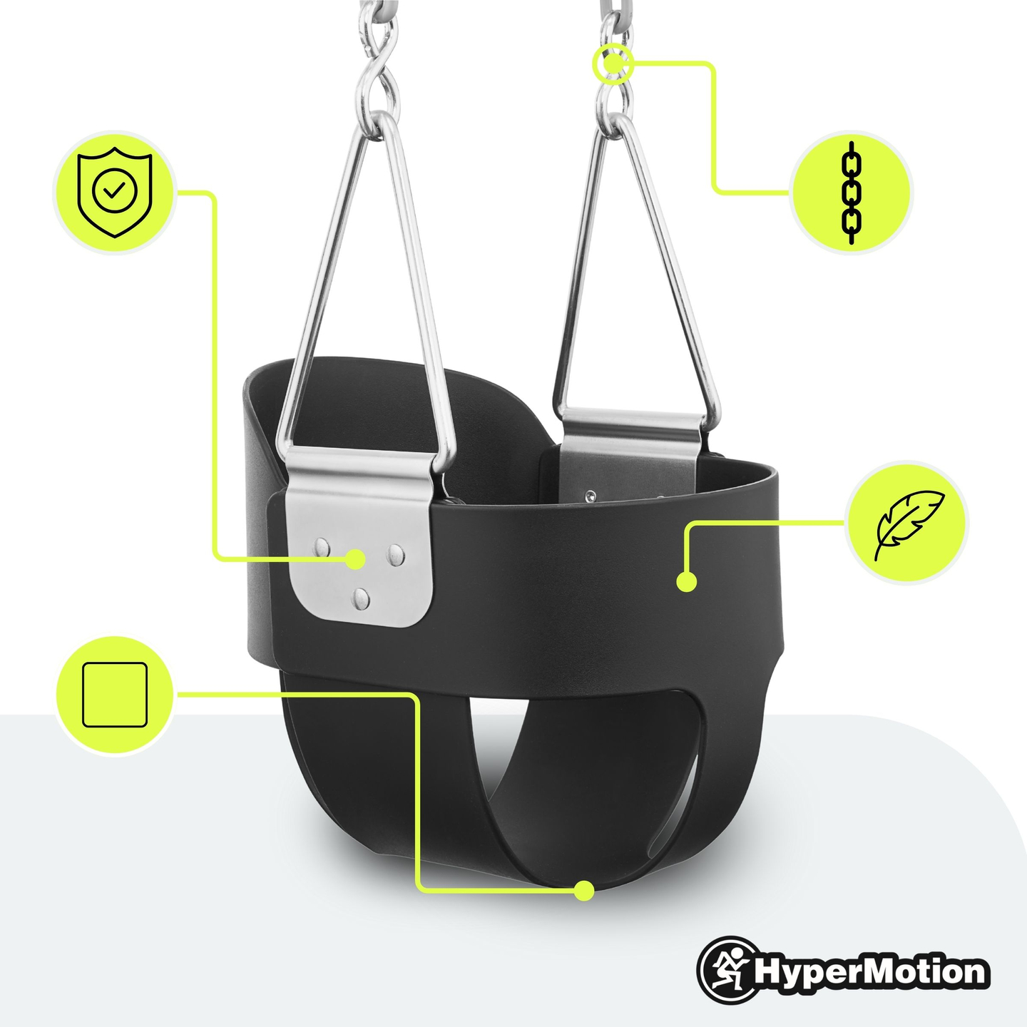 Bērniem paredzētās ķēdes šūpoles HyperMotion ar augstu atzveltni