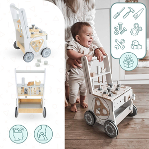 Koka stūmējs, stūmējs + darbnīca 3-in-1 - 47 elementi