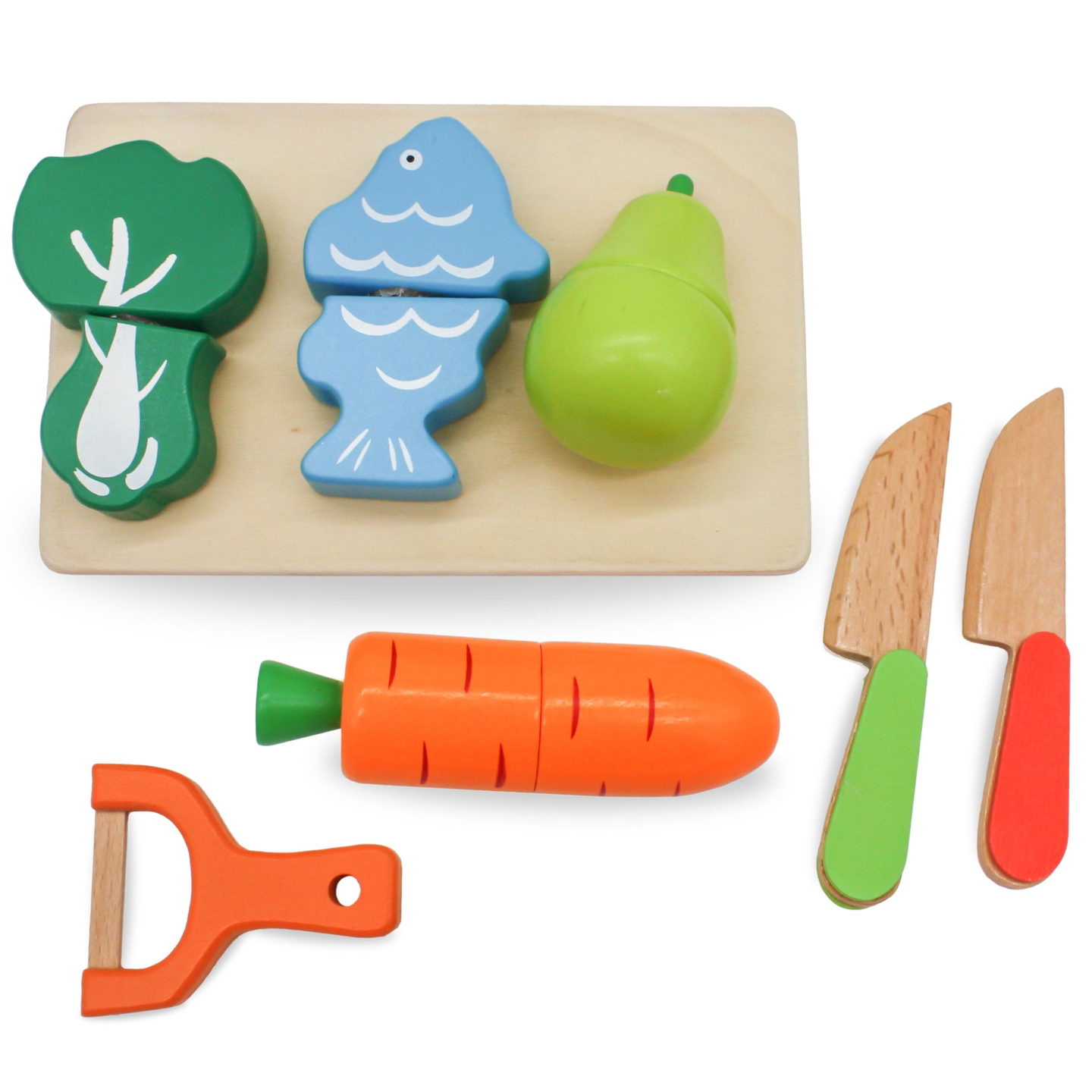 Koka augļi un dārzeņi griešanai