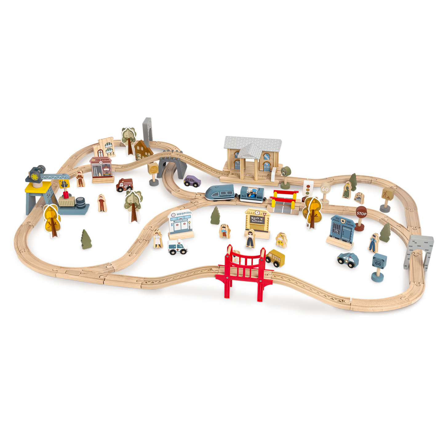 Koka pilsētas dzelzceļš ar elektrovilcienu - pārvietojamu celtni, kuģi, tiltiem