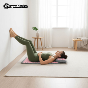 EKO lina akupresūras paklājiņš ar kokosriekstu šķiedru un griķu spilvenu – 68 cm HyperMotion pelēks un rozā