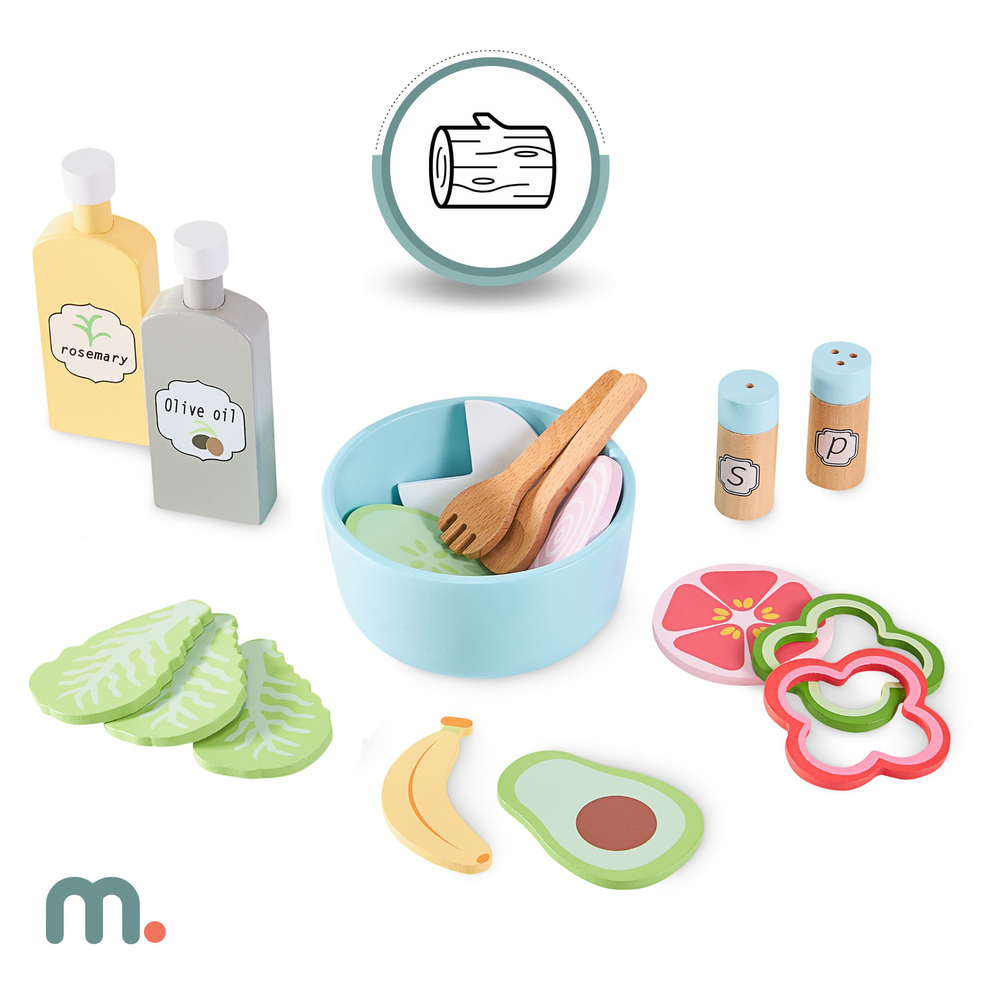 XXXXL liela koka interaktīvā virtuve ar LED apgaismojumu, veļas mašīnu, mikroviļņu krāsns kafijas automātu un augļu un dārzeņu komplektu - 50 elementi