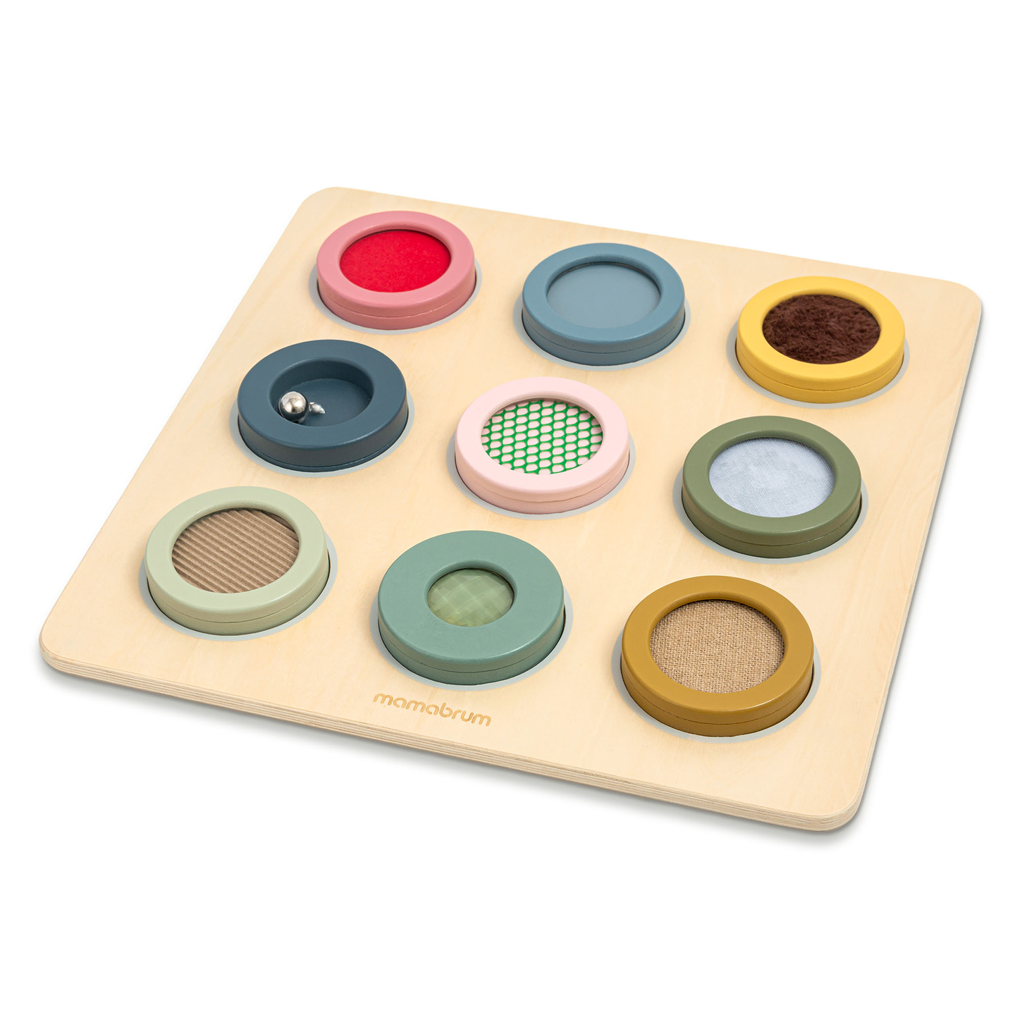 Koka Montessori sensoriskā tāfele – 9 tekstūras taustes maņas atklāšanai un attīstīšanai