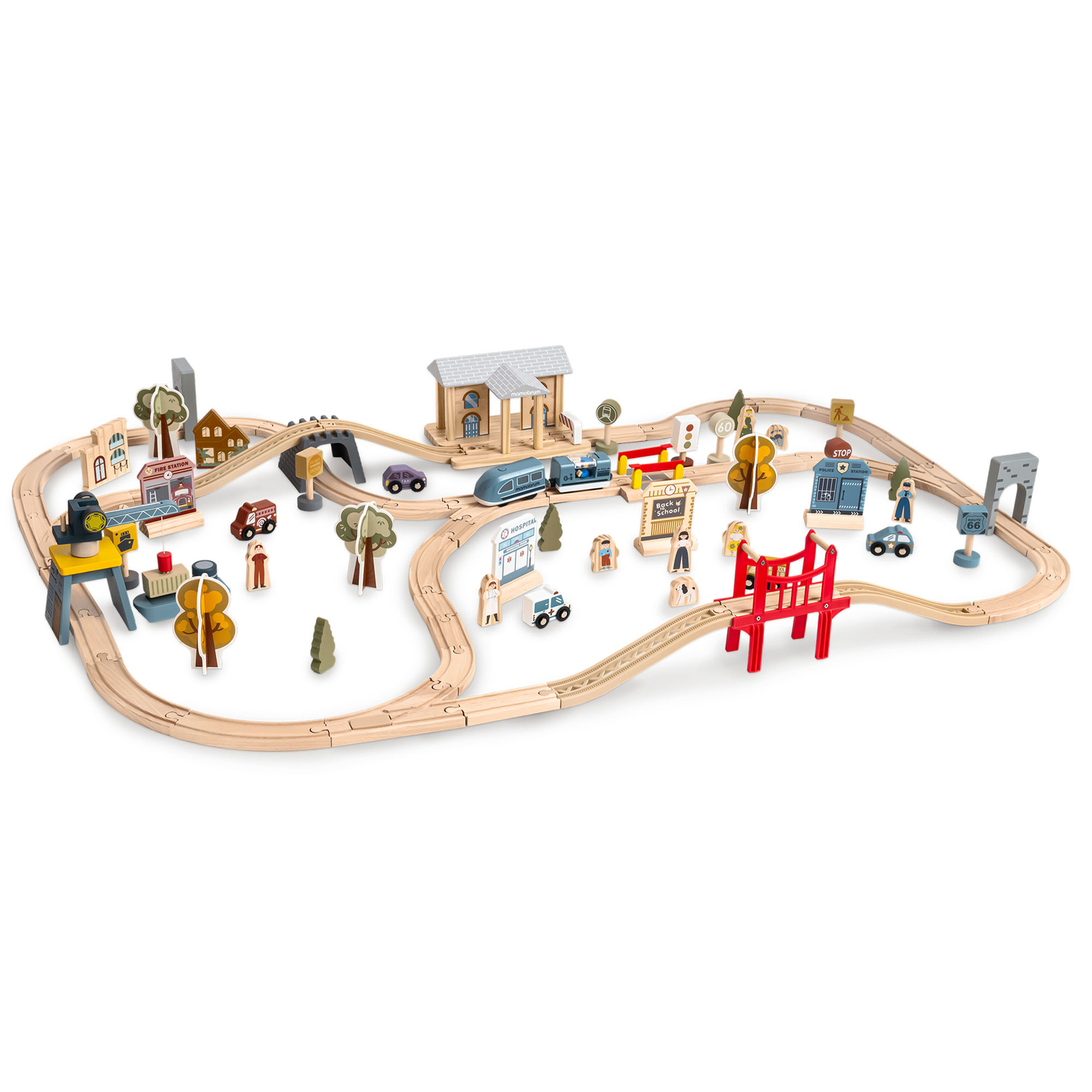 Koka pilsētas dzelzceļš ar elektrovilcienu - pārvietojamu celtni, kuģi, tiltiem