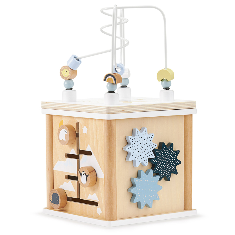 Koka izglītojošais kubs ar pārklāšanos - formu šķirotājs