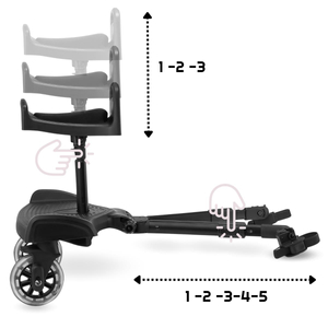 Bērnu ratiņu pagarinājums ar regulējamu sēdekli un universālu stiprinājuma sistēmu - Moby-System BUGGY2GO