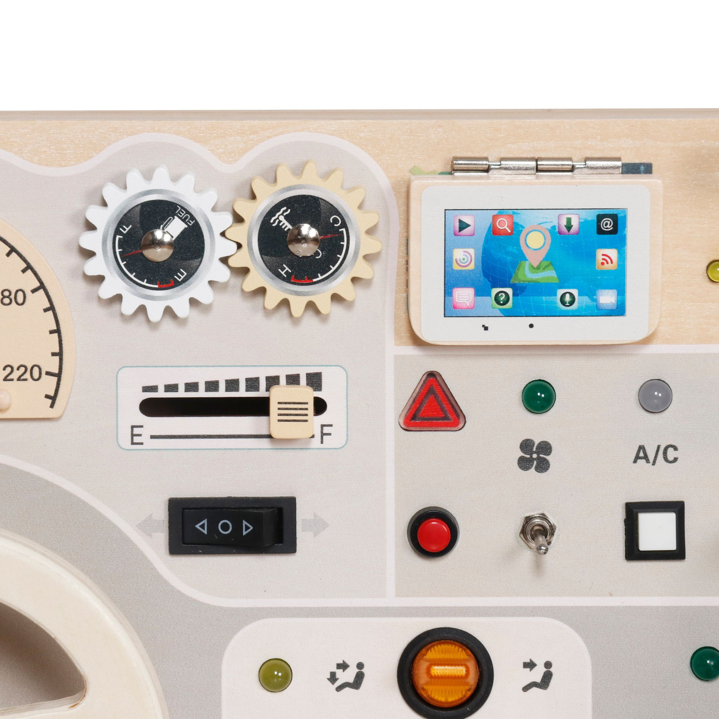 Montessori koka spēļu dēlis maziem bērniem - automašīnas instrumentu panelis