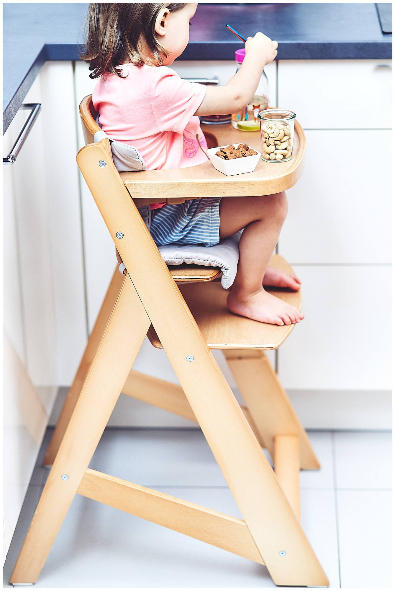 Koka barošanas krēsls Moby-System WOODY - dabīgā koka krāsa