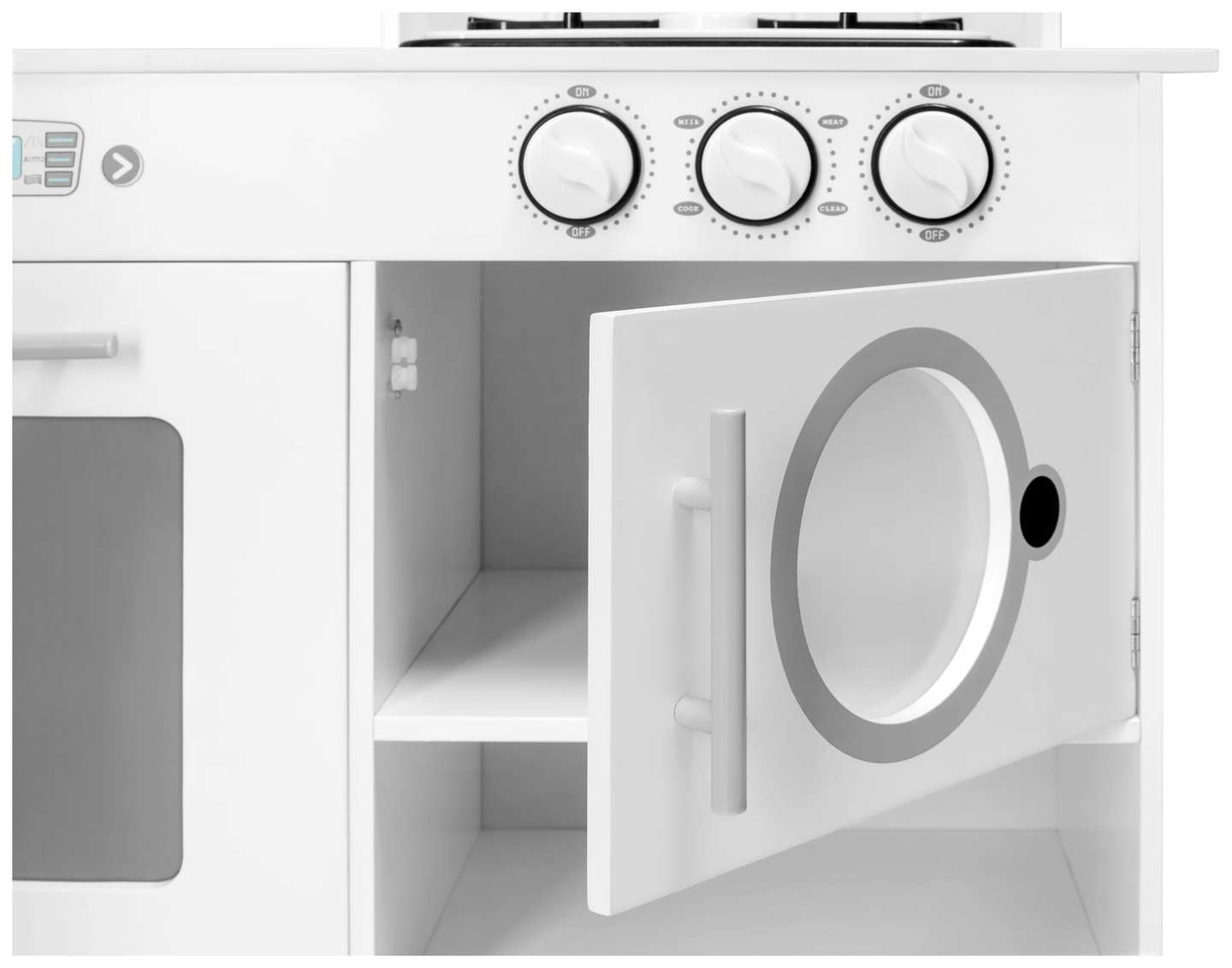 Stūra koka XXXL virtuve ar ledusskapi, cepeškrāsni, veļas mašīnu, priekšautu un piederumiem