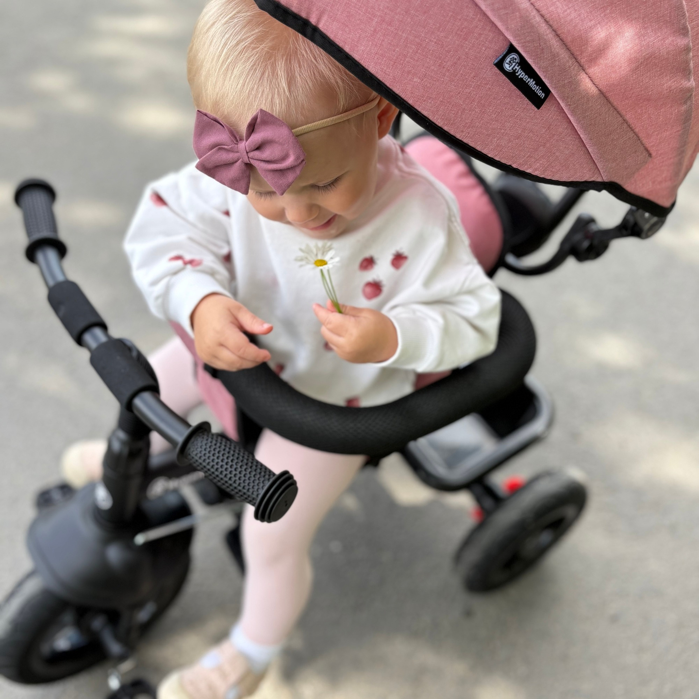 Tricikls bērniem no 1 līdz 4 gadiem - TOBI FREY - rozā krāsā - grozāms - sūkņa riteņi + stūmējs