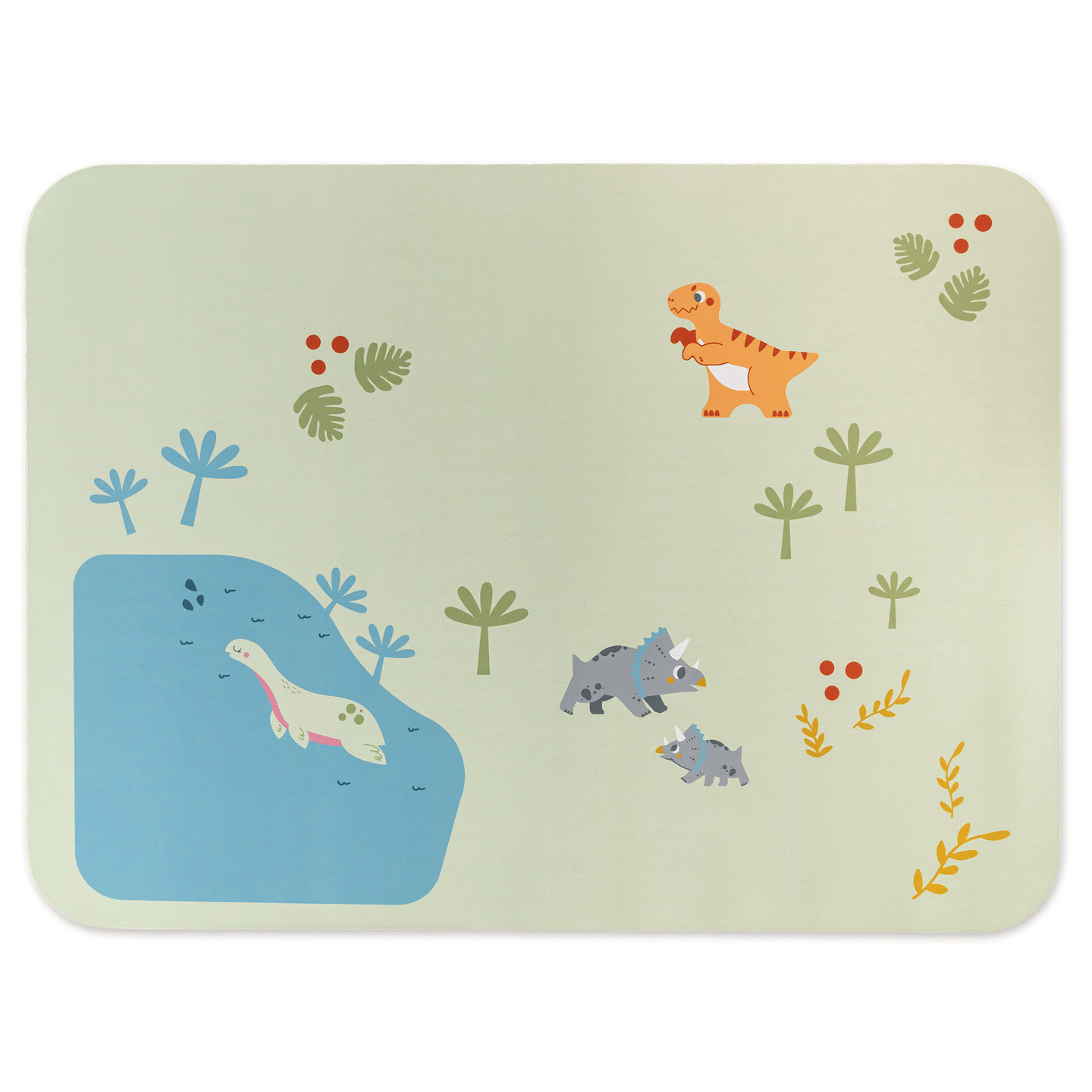 Dino Park koka vilcieniņš ar neslīdošu paklāju - dinozauri, vilcieniņš, sliedes, vulkāns, zvaniņš