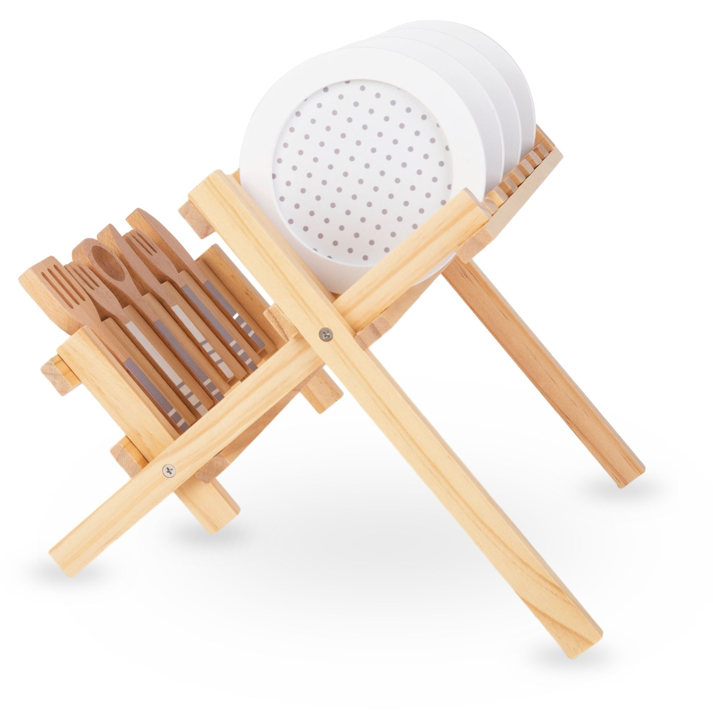 Koka virtuves piederumi ar podiņu žāvētāju - komplekts bērniem