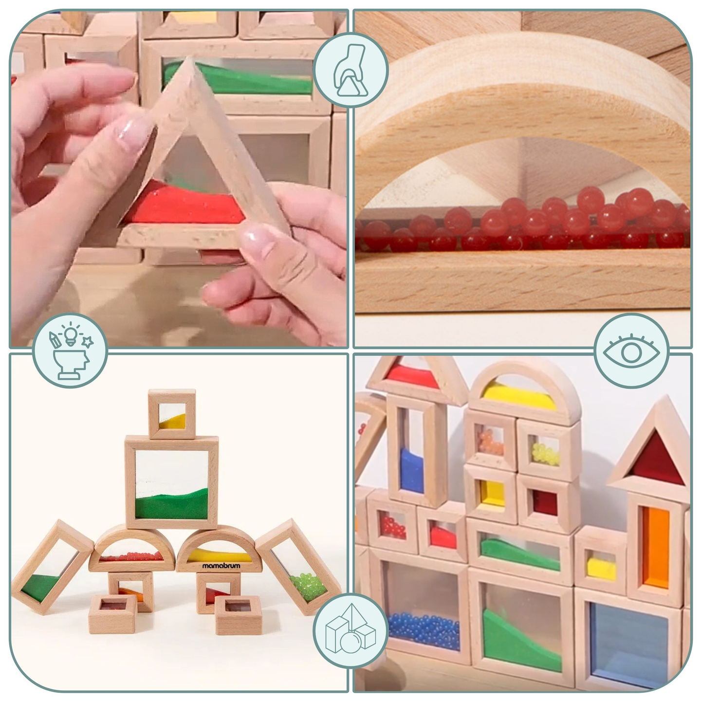 Koka sensoro klucīšu komplekts ar dažādiem pildījumiem - 15 gab