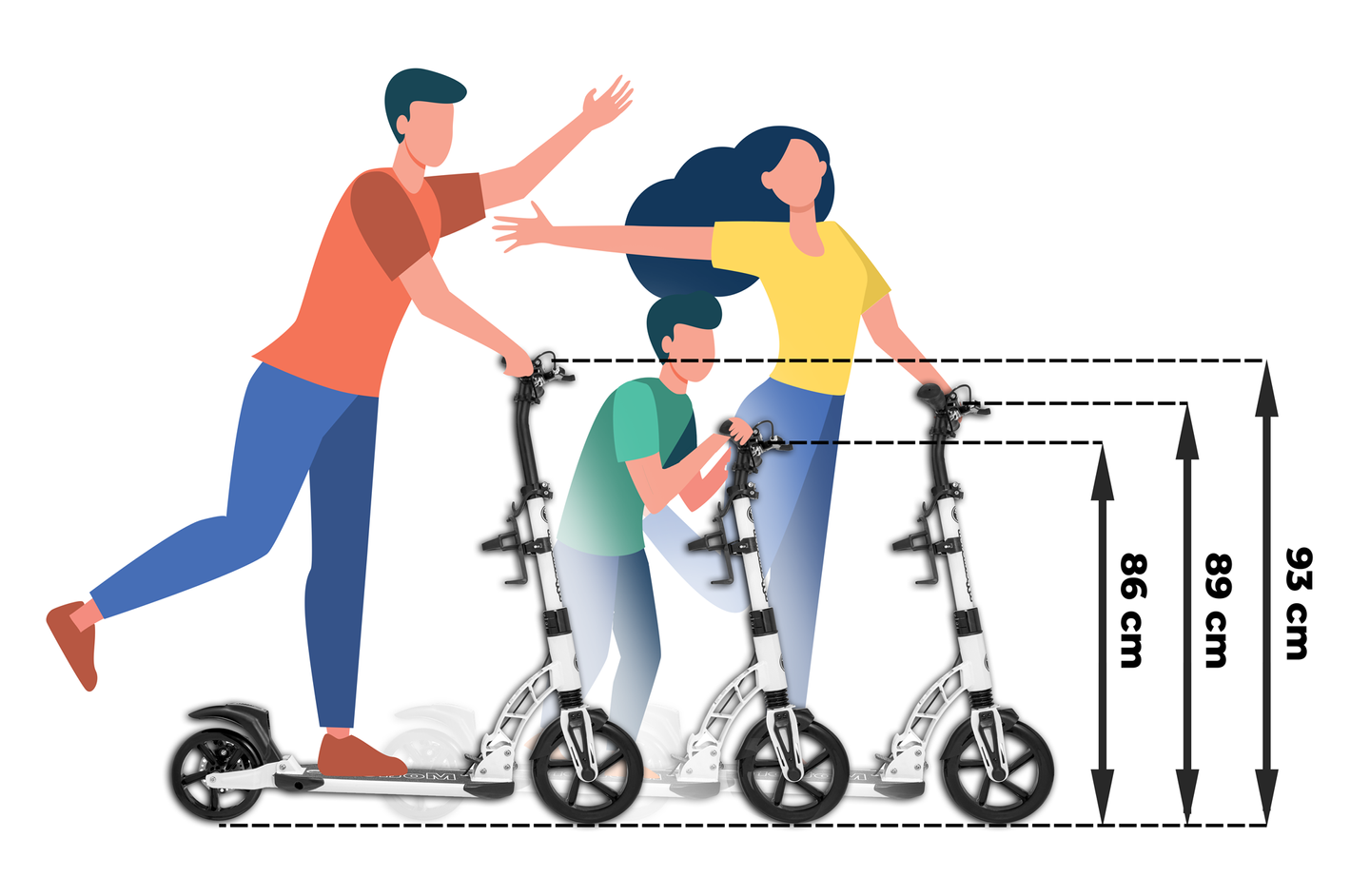 HyperMotion RIVA pilsētas skrejritenis ar 50 cm un 40 cm piepūšamiem riteņiem