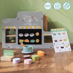 Liels koka saldējuma salons ar magnētisko tāfeli, kafijas automātu un saldējuma un desertu komplektu - vairāk nekā 70 detaļu!