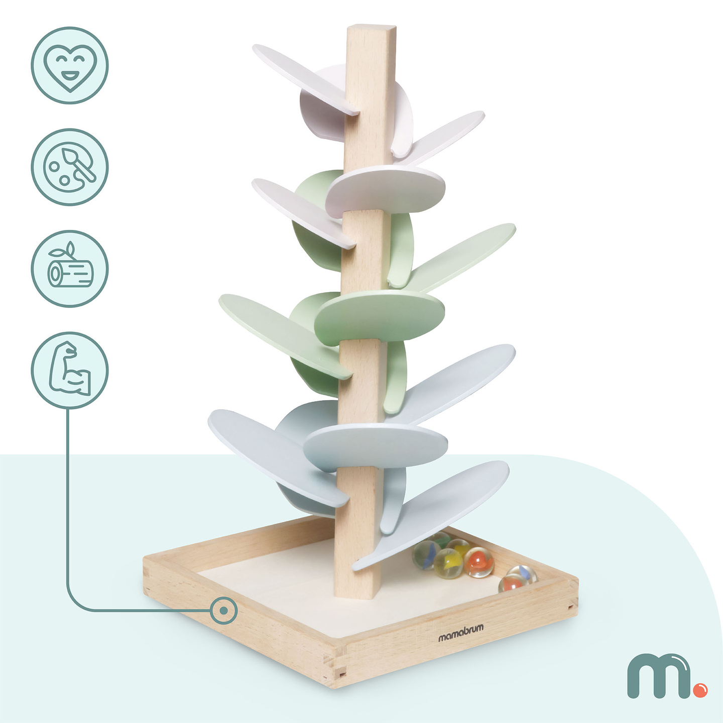 Koka kulodroms - skaņas koks ar bumbiņām