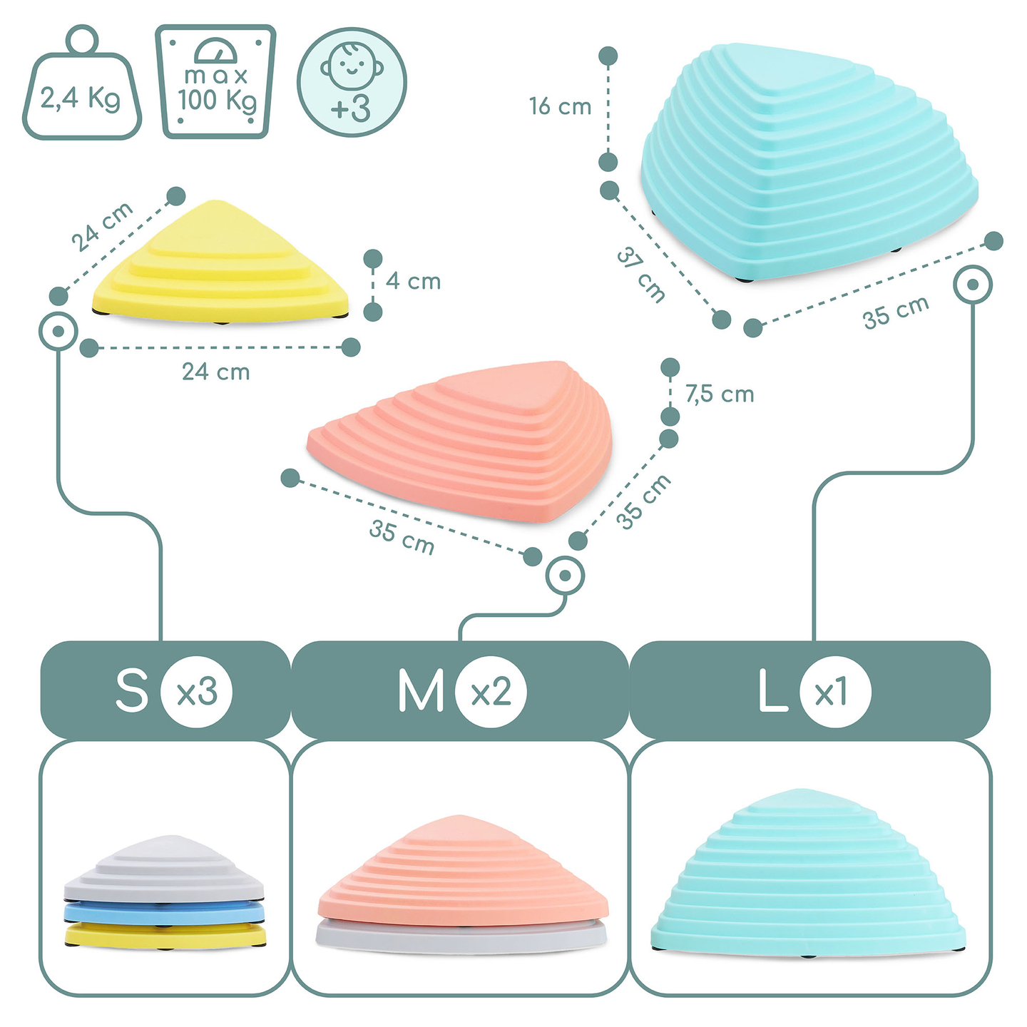 Krāsaini balansēšanas akmentiņi - 6 gab