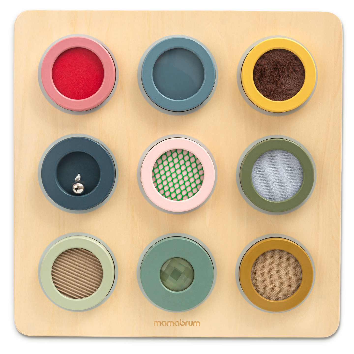 Koka Montessori sensoriskā tāfele – 9 tekstūras taustes maņas atklāšanai un attīstīšanai