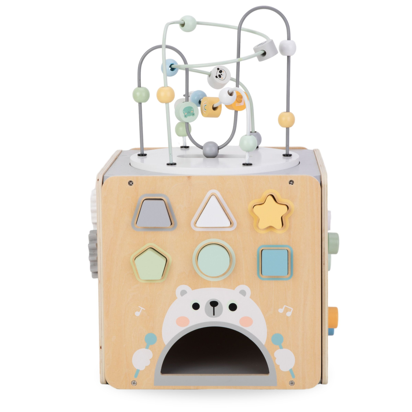 Liels koka aktivitāšu kubs ar cilpu - Montessori