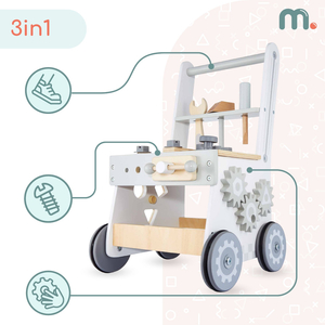 Koka stūmējs, stūmējs + darbnīca 3-in-1 - 47 elementi