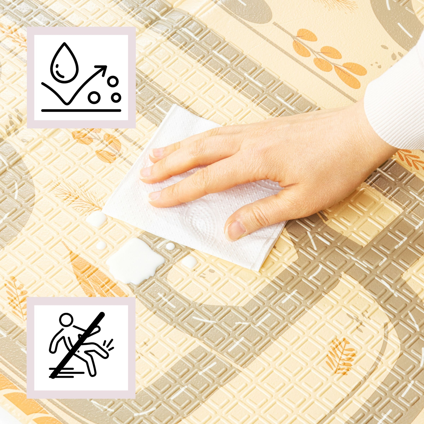 Divpusējs salokāms putuplasta paklājiņš 180 x 120 x 1cm - Magic Forest/Autumn Streets - boho