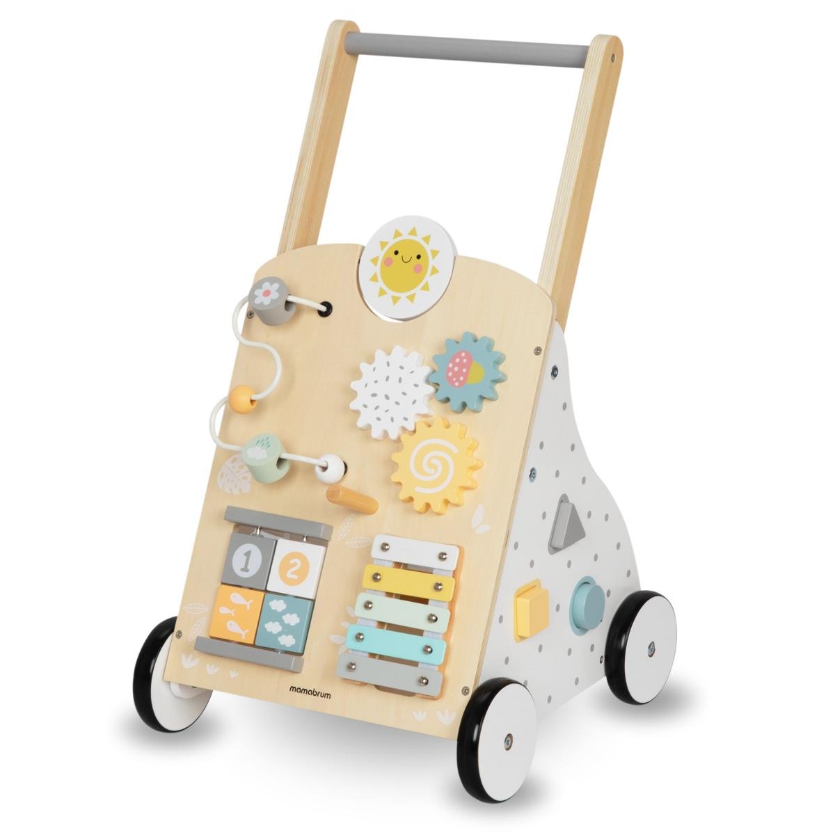 Izglītojoša koka staigule 8in1 / bērnu stūmējs - manipulatīvā tāfele