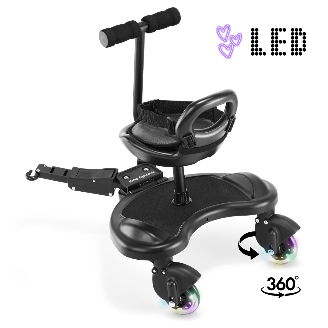 MR BUGGY ratiņkrēsla pagarinājums ar sēdekli - LED riteņi