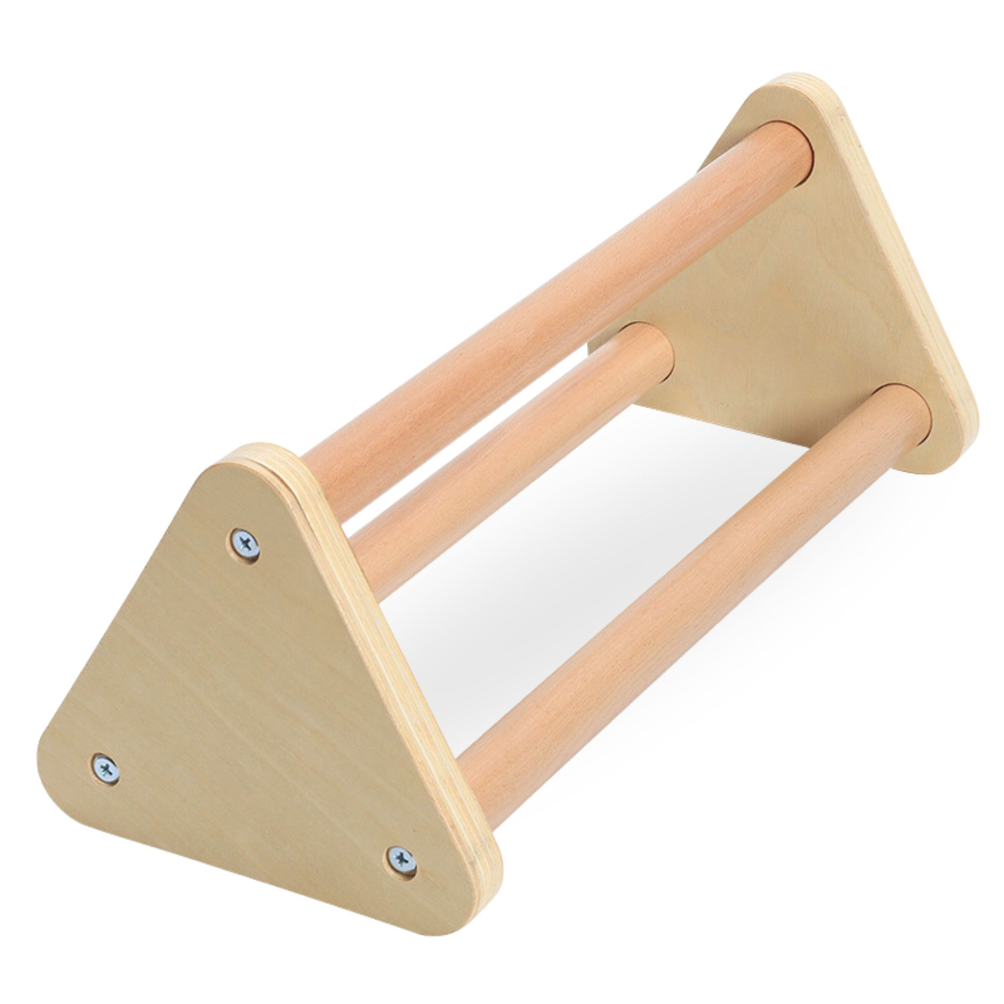 Koka, paštaisīts bērnu rotaļu laukums - kāpnes + kāpšanas siena + līdzsvara sija - Piklera trīsstūris