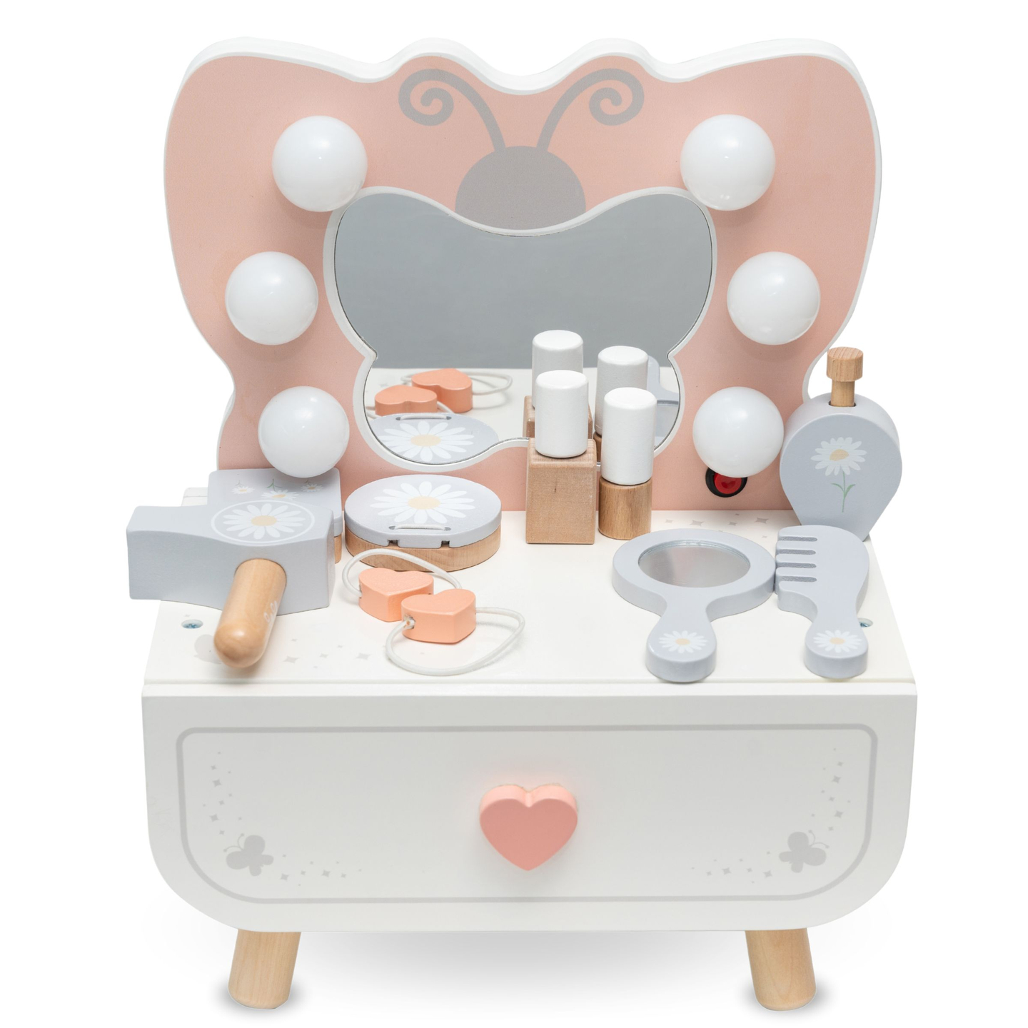 Koka mini tualetes galdiņš ar LED apgaismojumu - Butterfly