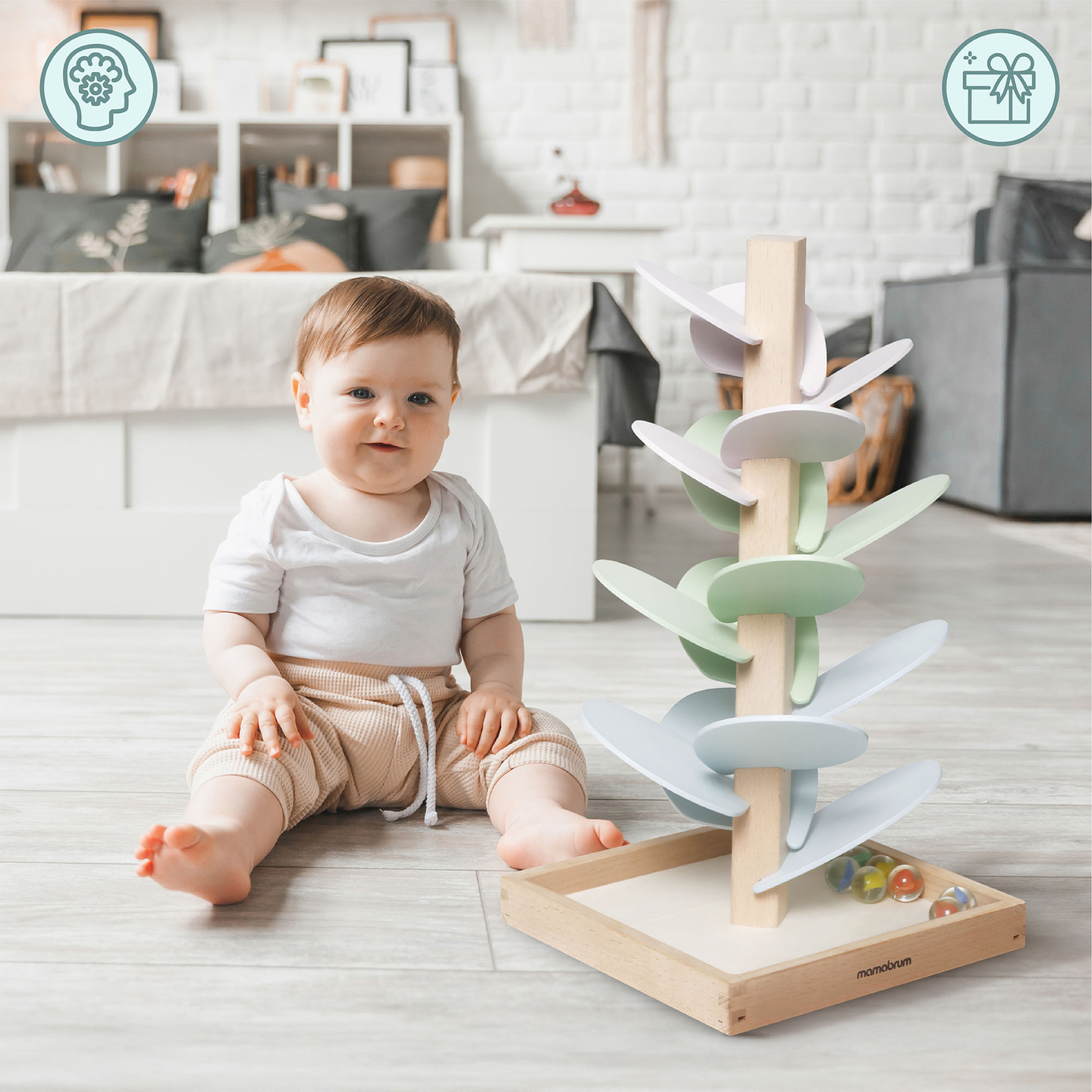 Koka kulodroms - skaņas koks ar bumbiņām