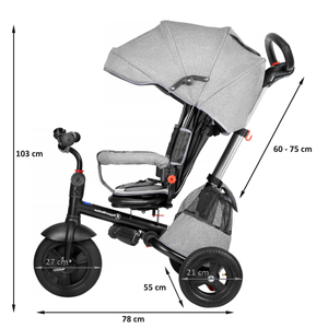 Tobi Velar trīsritenis + lietus plēve - pelēks