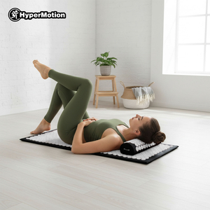 Liels akupresūras paklājiņš ar spilvenu un pārvalku - 130 cm HyperMotion melnbalts