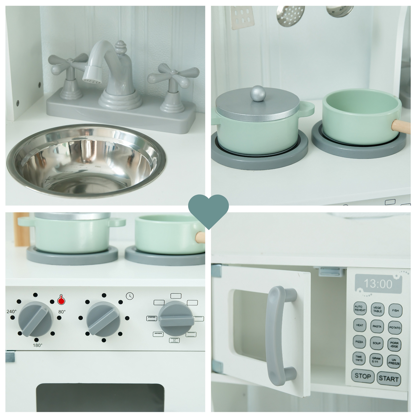 Koka bērnu virtuve ar mikroviļņu krāsni