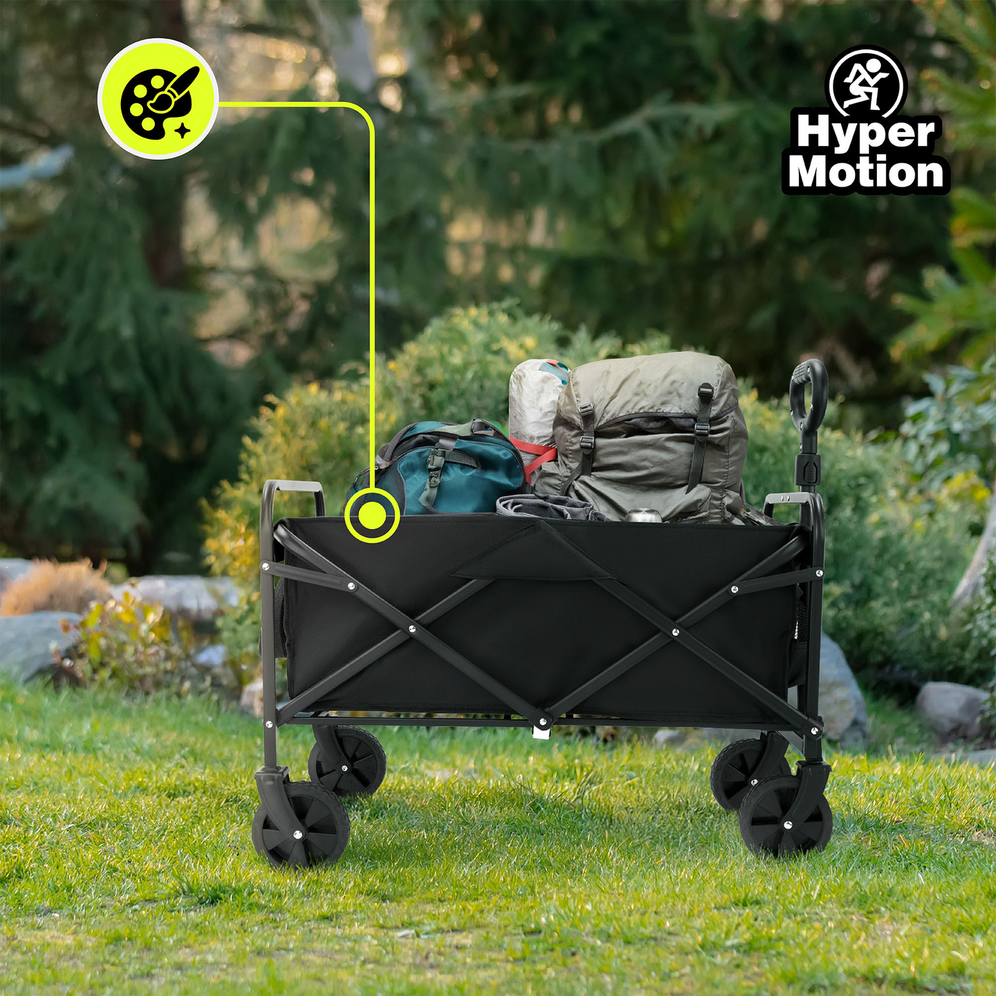 HyperMotion saliekamais pludmales ratiņkrēsls - melns, 80 kg