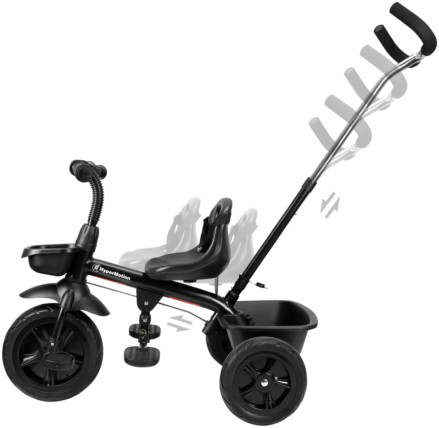HyperMotion TOBI VECTOR trīsritenis - mūžīgie piepūšamie riteņi + stūres stienis. Krāsa: melna.