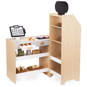 Koka dārzeņu tirgus - liels XXL stends, veikals ar spēļu kases aparātu