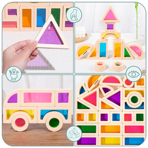 Varavīksnes koka klucīši - 25 elementi