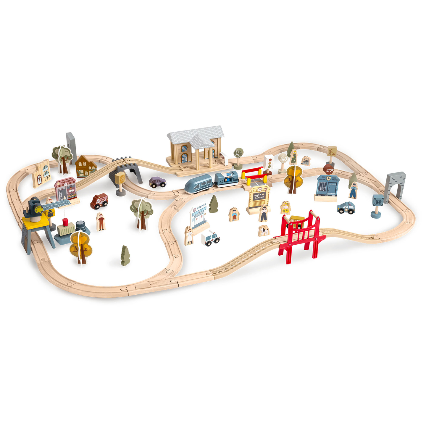 Koka pilsētas dzelzceļš ar elektrovilcienu - pārvietojamu celtni, kuģi, tiltiem