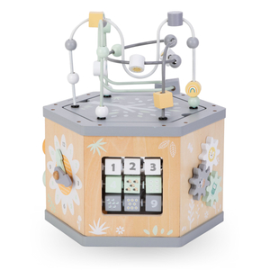 Interaktīvs 7-in-1 koka izglītojošais kubs - motoriskā cilpa