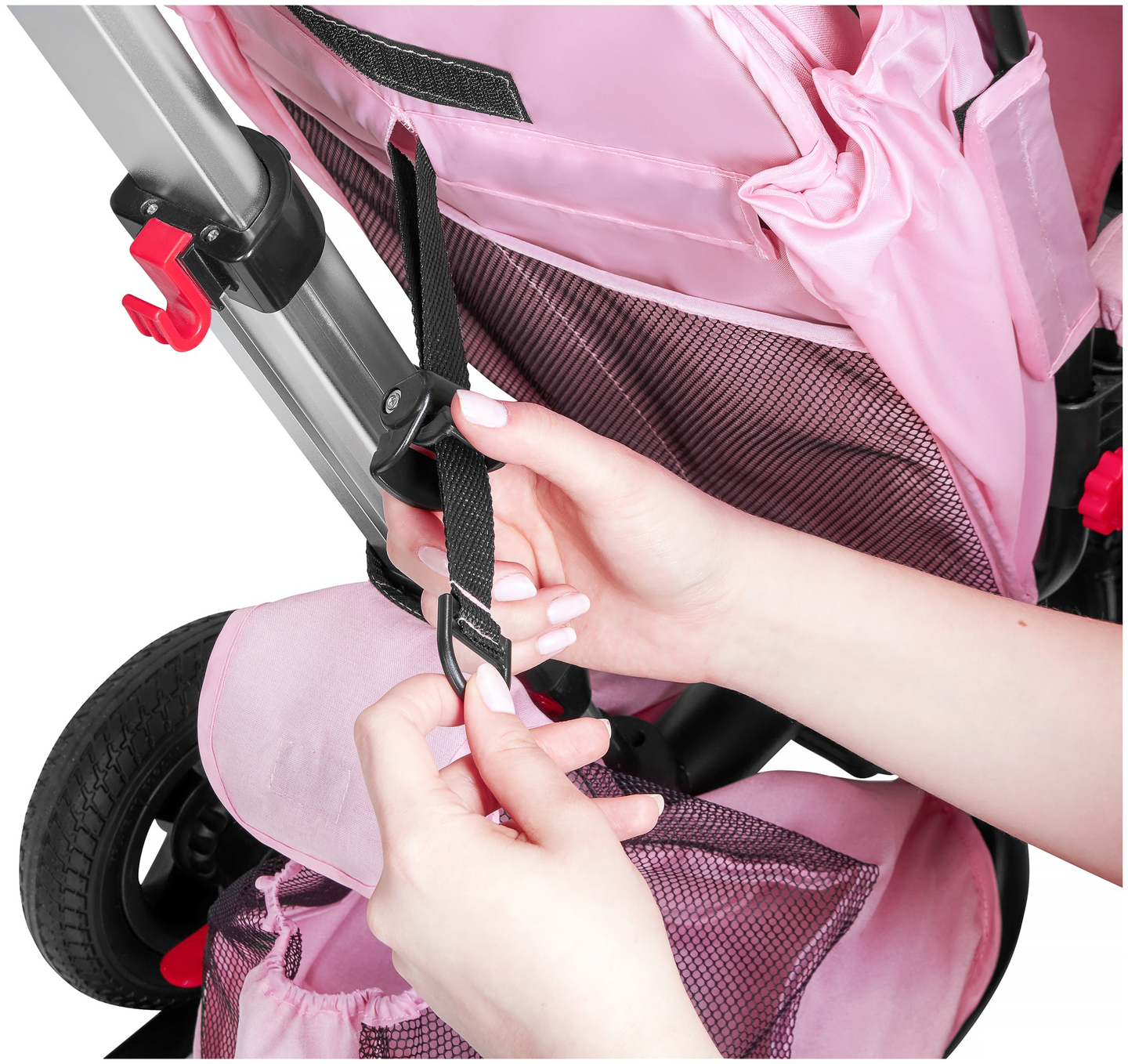 Tobi Velar trīsritenis + lietus plēve - rozā krāsā