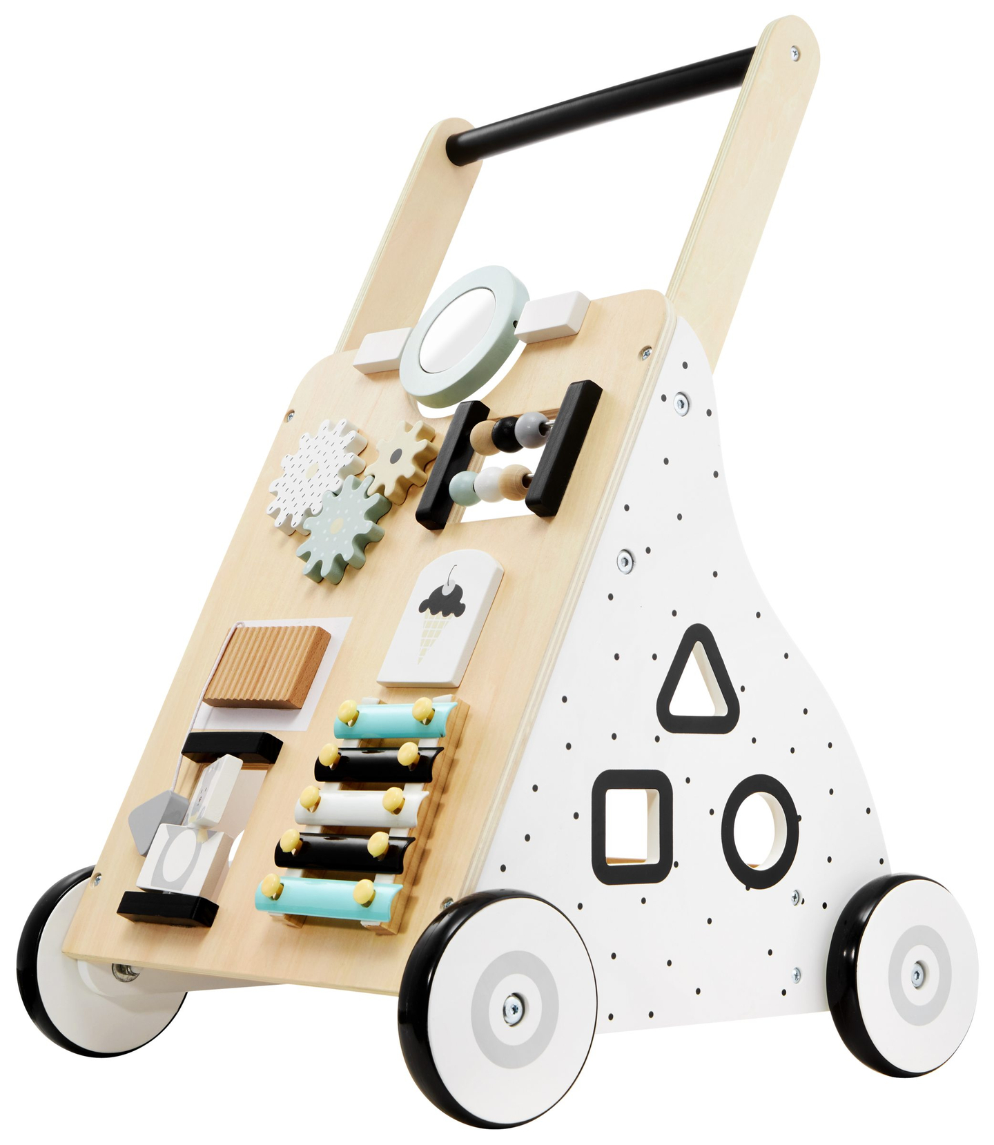 Koka, izglītojošs bērnu staigulītis / bērnu ratiņi - manipulatīvais dēlis