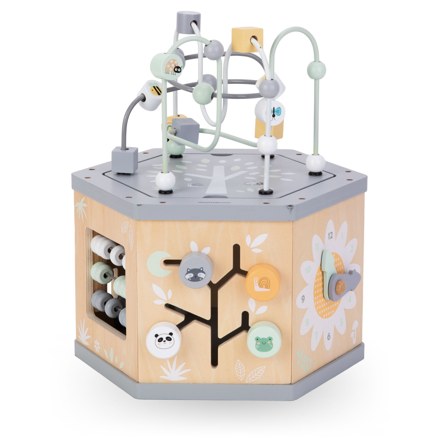 Interaktīvs 7-in-1 koka izglītojošais kubs - motoriskā cilpa