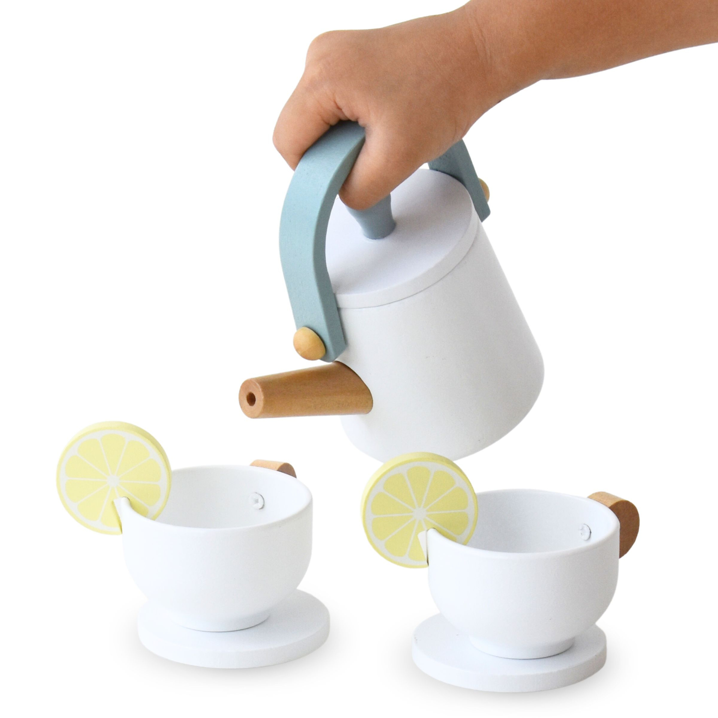 Liels koka tējas piederumu komplekts ar paplāti - 17 gab